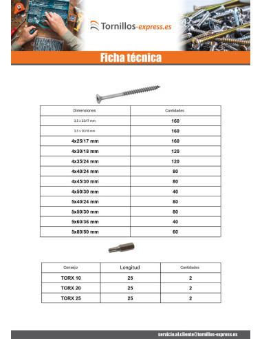 1 x Surtido de 1666 Tornillo madera aglomerado...