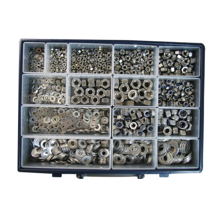 1 x Surtido de 1760 Arandela / Tuerca hexagonal / tuerca autoblocante Inoxidable A2