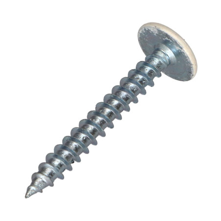 1 x Tornillo pernio 4.5X35 roscado total TORX T20 Acero cincado blanco RAL9010 blanco puro