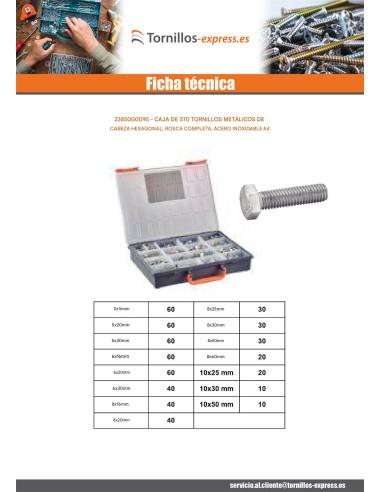 1 x Surtido de 570 Tornillo metales cabeza...