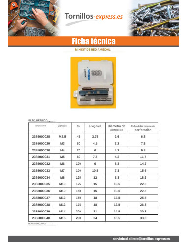 1 x EQUIPO +NET INFORME M10X15 paso de 150