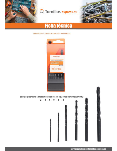 1 x Surtido de 6 BOSQUES METAL HSS