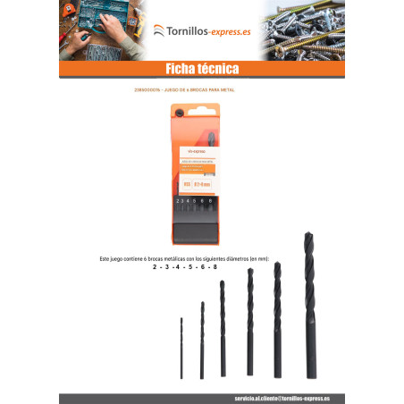 1 x Surtido de 6 BOSQUES METAL HSS