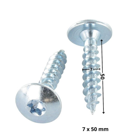 1 x Tornillo pernio 7X50 roscado parcial TORX T30 Acero cincado blanco