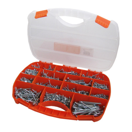 1 x Surtido de 1700 Tornillos para madera TEKOR cabeza fresada/testa svasat TORX cut punta antihendidura tipo 17 Acero