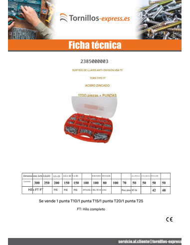1 x Surtido de 1700 Tornillos para madera TEKOR...