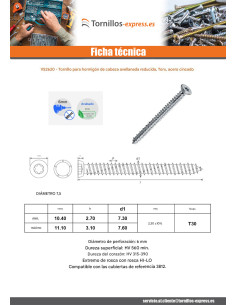 Tornillo Hormigón cabeza fresada/testa svasat reducida... 2
