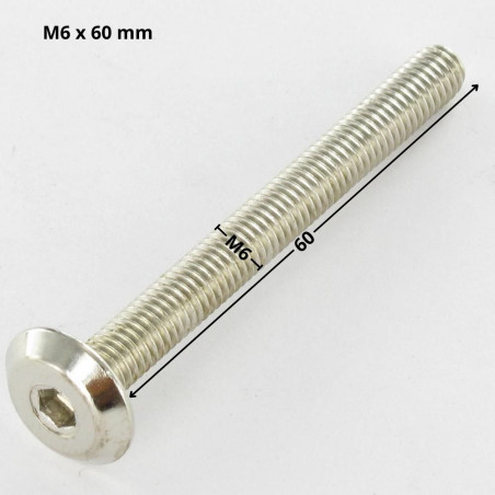 1 x Tornillo metales plano llave de 4 M6X60 Acero niquelado