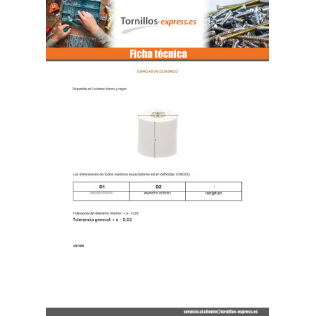 1 x Tirante cilíndrico 13,2 x 25 x 5 polietileno negro