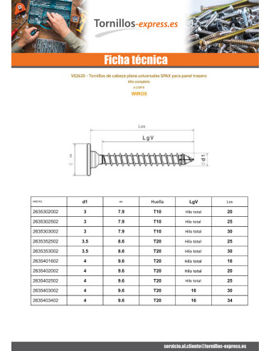 1 x Spax Tornillo madera cabeza plana 3X25...