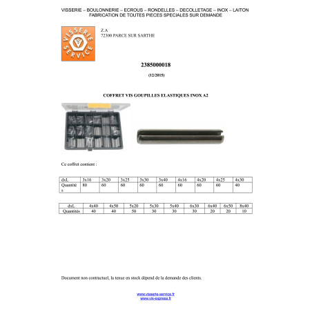 1 x Surtido de 810 Pasador ELAST Inoxidable A2