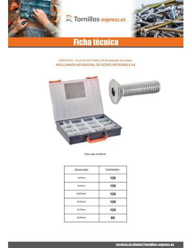 1 x Surtido de 1240 Tornillo metales FHC cabeza...