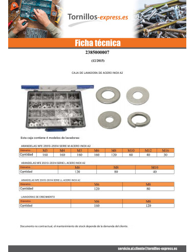 1 x Surtido de 1530 Arandela plano M L LL/...