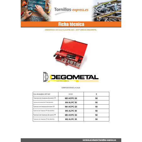 1 x Surtido de Alicates GO360 + 300 Tuercas Remachables