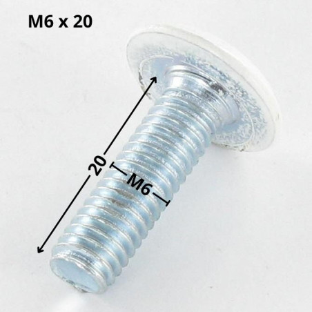 1 x Tornillo metales plano llave de 4 M6X20 Acero cincado blanco cabeza RAL9010 blanco puro