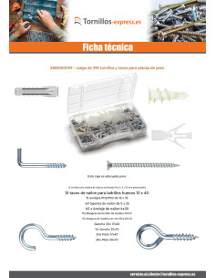 Surtido de 295 Tornillo y Taco placa de yeso 2