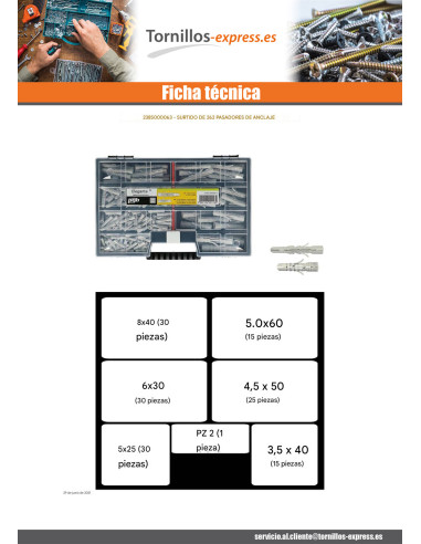 1 x Surtido de 262 Taco UNIVERSAL