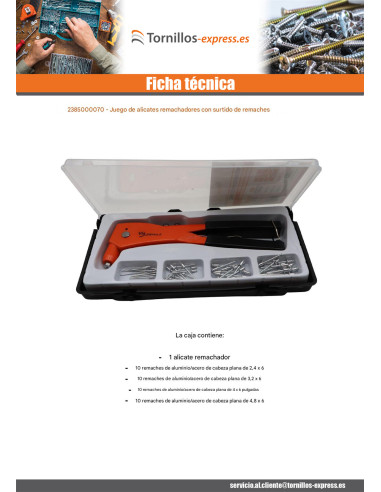 1 x Surtido de remachadora manual con Remaches
