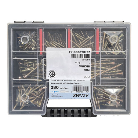 1 x Surtido de 280 Tornillo madera aglomerado cabeza fresada/testa svasat TORX cut punta antihendidura tipo 17 Bicromato
