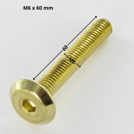 1 x Tornillo metales plano llave de 4 M6X60 Acero latonado