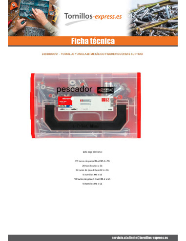 1 x Surtido de Tornillo y Taco metálico Fischer...