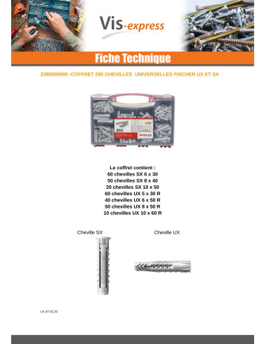 1 x Surtido de 290 Taco universal Fischer UX...