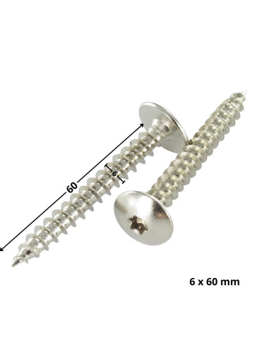1 x Tornillo pernio 6X60 roscado parcial TORX...