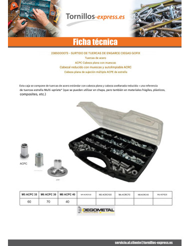 1 x Surtido de 500 Tuerca remachable Acero...