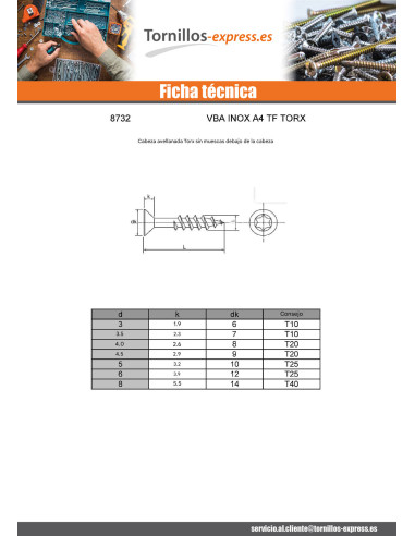1 x Tornillo madera aglomerado cabeza...