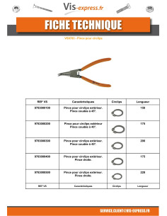 Alicates Circlip interior Recta longitud 150