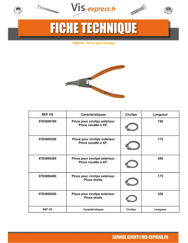 1 x Alicates Circlip interior Codo 45 grado...