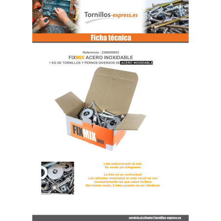 1 x KG de TORNILLOS MISCELÁNEAS en Inox FIXMIX