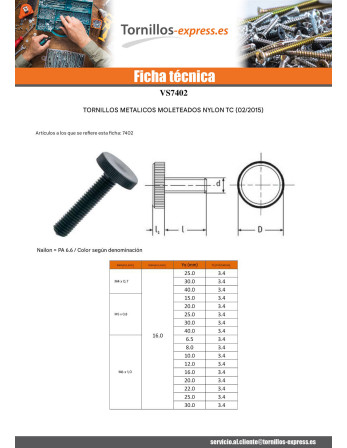 1 x Tornillo metales nylon nero cabeza...
