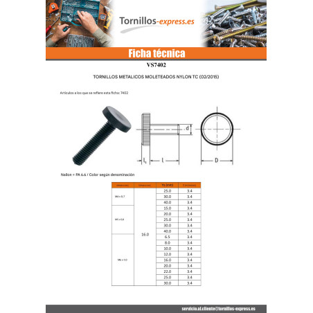 1 x Tornillo metales nylon nero cabeza cilíndrica fresada M6X10