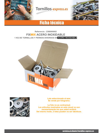1 x KG de TORNILLOS MISCELÁNEAS en Inox FIXMIX