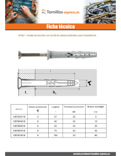 Taco para clavar Nylon 8X75 con tornillo cabeza... 2