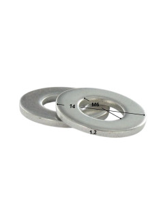 Arandela plano M6X14X1.2 M Acero cincado blanco 2