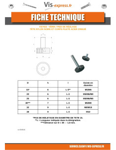 Pie nivelador ajustable M5X40 diámetro de cabeza: 15 2