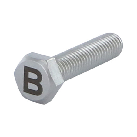 1 x Tornillo metales cabeza hexagonal 8X35 Inoxidable A4 con grabado de letras "B"