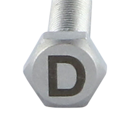 1 x Tornillo metales cabeza hexagonal 8X35 Inoxidable A4 con grabado de letras "D"