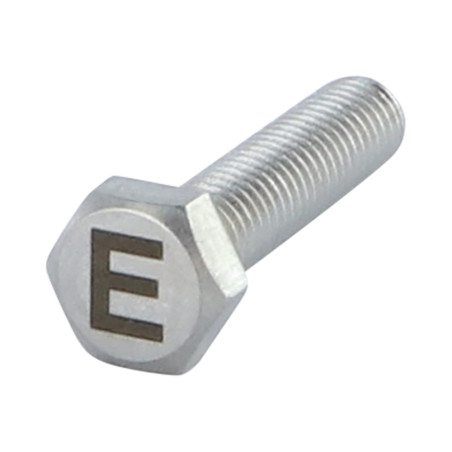 1 x Tornillo metales cabeza hexagonal 8X35 Inoxidable A4 con grabado de letras "MI"