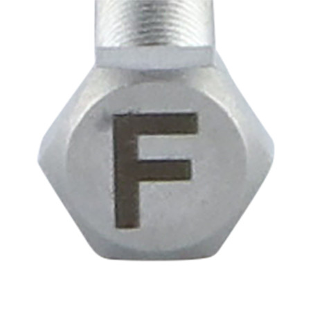 1 x Tornillo metales cabeza hexagonal 8X35 Inoxidable A4 con grabado de letras "F"