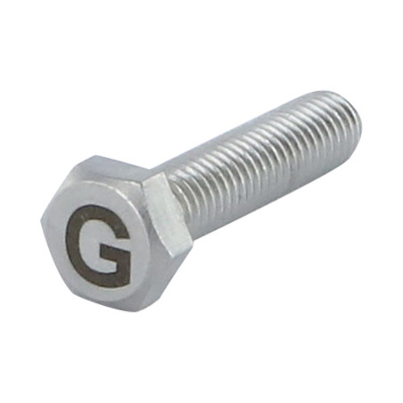 1 x Tornillo metales cabeza hexagonal 8X35 Inoxidable A4 con grabado de letras "GRAMO"