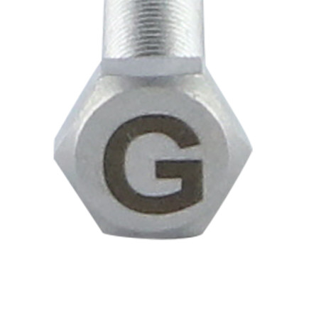 1 x Tornillo metales cabeza hexagonal 8X35 Inoxidable A4 con grabado de letras "GRAMO"