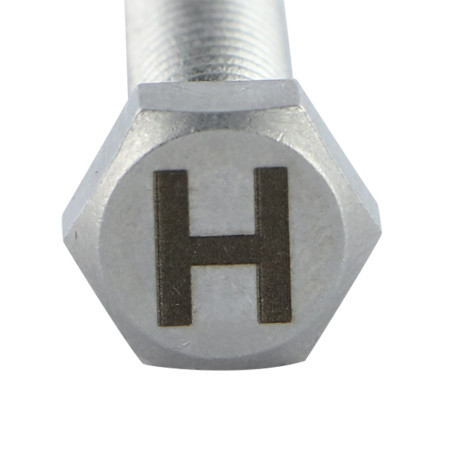 1 x Tornillo metales cabeza hexagonal 8X35 Inoxidable A4 con grabado de letras "H"