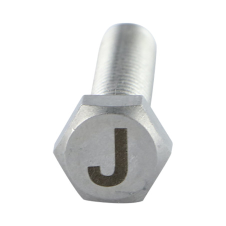 1 x Tornillo metales cabeza hexagonal 8X35 Inoxidable A4 con grabado de letras "J"