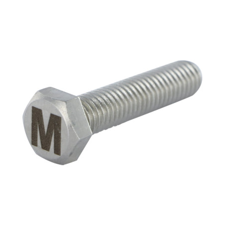 1 x Tornillo metales cabeza hexagonal 8X35 Inoxidable A4 con grabado de letras "METRO"