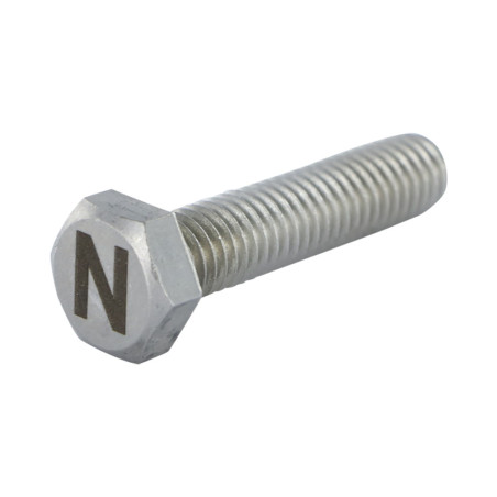 1 x Tornillo metales cabeza hexagonal 8X35 Inoxidable A4 con grabado de letras "NORTE"