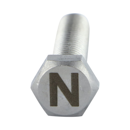 1 x Tornillo metales cabeza hexagonal 8X35 Inoxidable A4 con grabado de letras "NORTE"