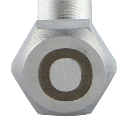 1 x Tornillo metales cabeza hexagonal 8X35 Inoxidable A4 con grabado de letras "O"